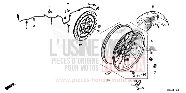 ROUE ARRIERE for Gold Wing CANDY ARDENT RED (R367B) from 2018
